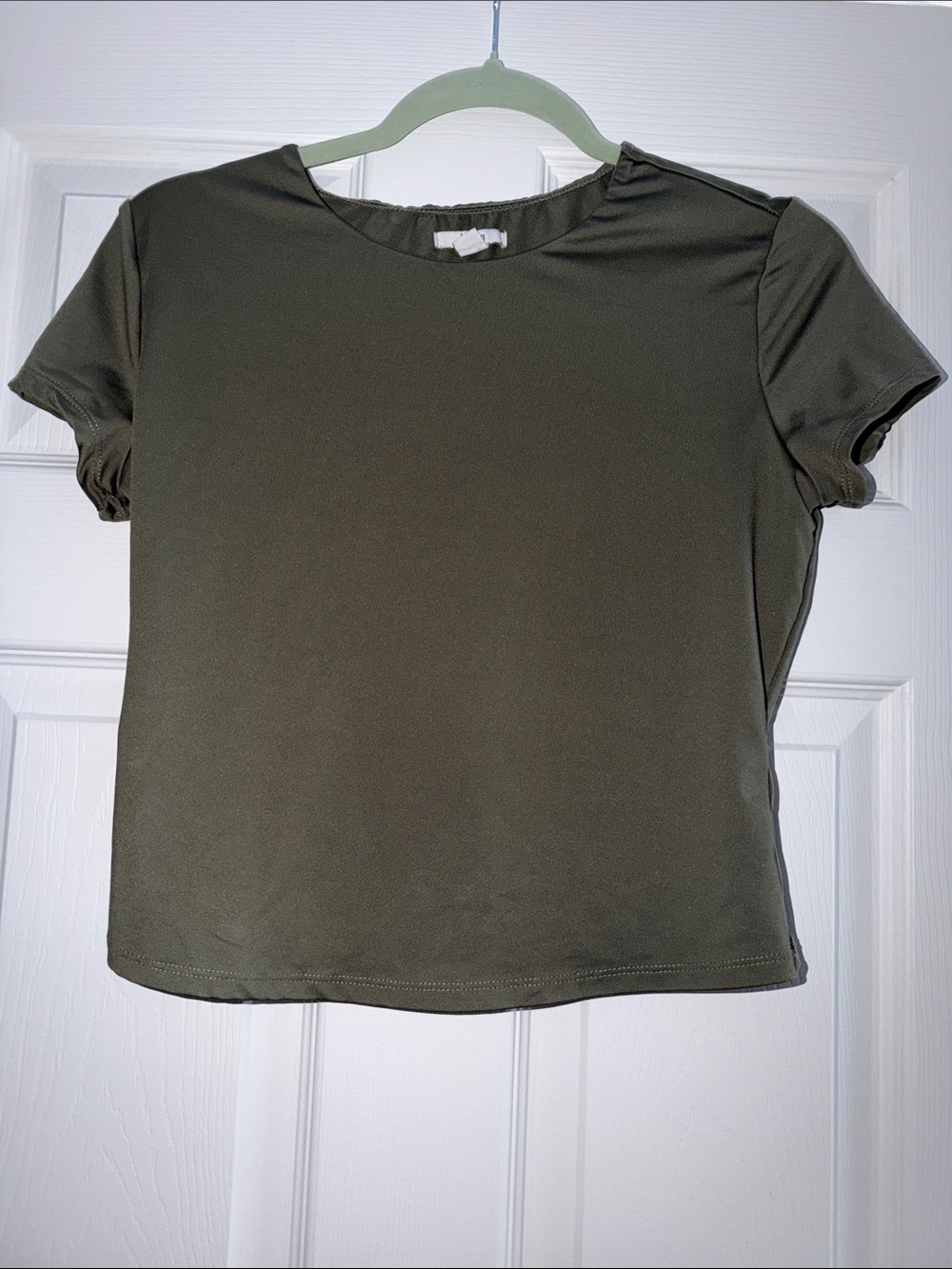 Bar III Olive Crewneck Short Sleeve Top